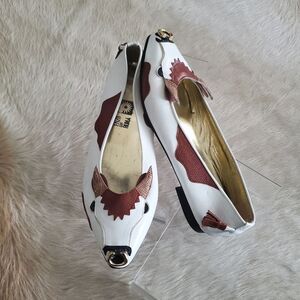 Enzo of Roma Women's Flats Size 7 White Brown Leather Bull Italian Vintage Shoes